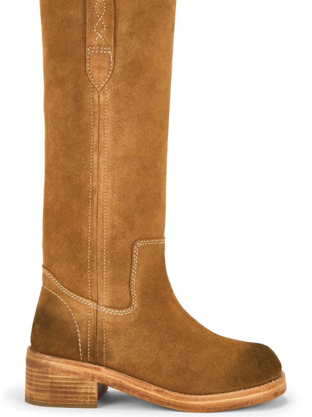 Free People Blaze Pull On Boot in Toffee Suede knee high cowboy western
